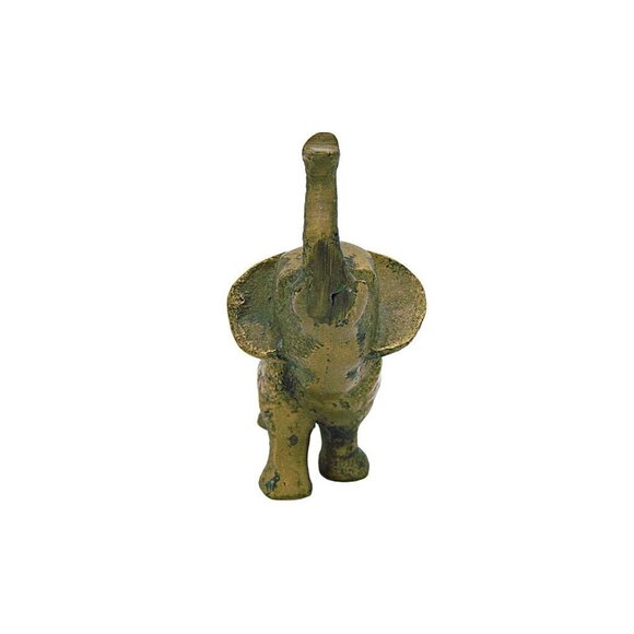 Small Vintage Brass Elephant Statue Figurine Retro Home Decor Trunk Up Good Luck - Picture 2 of 11